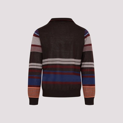 Shop Paul Smith Zip Neck Pullover Sweater In Brown