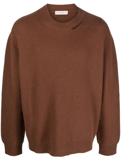 Shop Paura Genova Crewneck Sweater Clothing In Brown