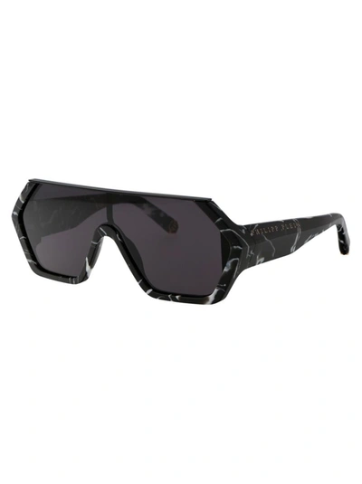 Shop Philipp Plein Sunglasses In 0z21 Nero Marmorizzato