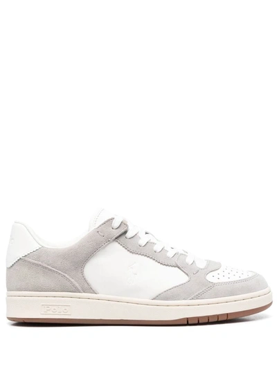 Shop Polo Ralph Lauren Polo Crt Lux-sneakers-low Top Lace Shoes In Grey