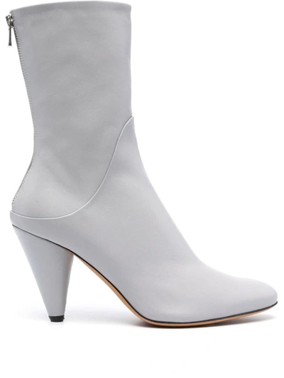 Proenza Schouler Woman Ankle Boots Light Grey Size 8 Leather In Grey