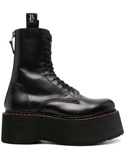 R13 Double Stack Platform Boots In Black