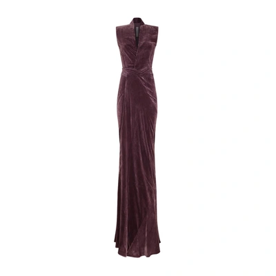 Shop Rick Owens Viscose Long Dress In Pink & Purple