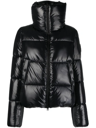 Save The Duck Collared Quilted Jacket In Black