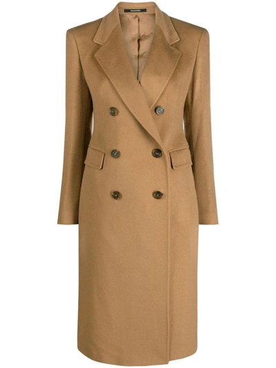 Shop Tagliatore Double-breasted Coat Clothing In Brown