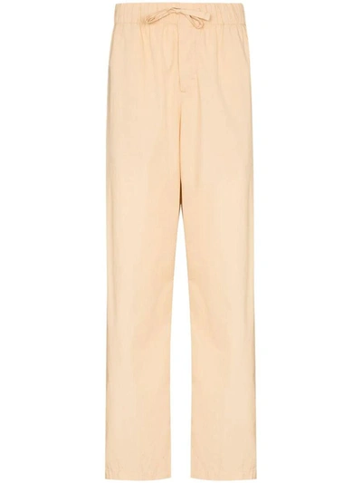 Tekla Beige Organic Cotton Pyjama Pants In Green