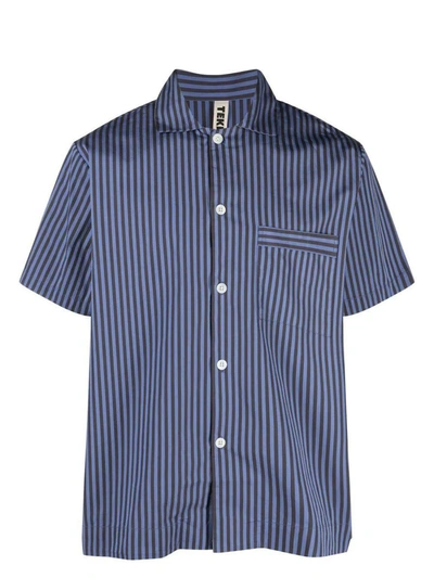 Shop Tekla Cotton Poplin - Pyjamas Short Sleeve Shirt Clothing In Verneuil Stripes