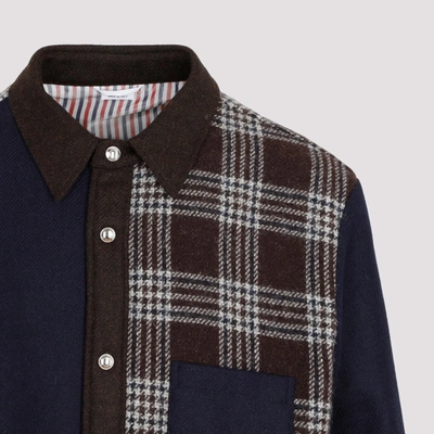 Shop Thom Browne Snap Front Shirt Jacket In Funmix
