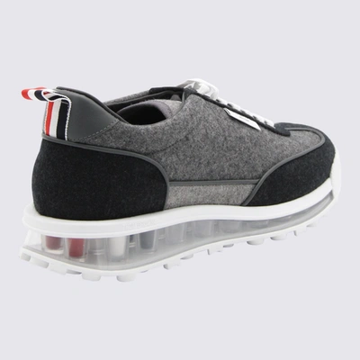 Shop Thom Browne Grey Wool Tech Runner Sneakers In Med Grey