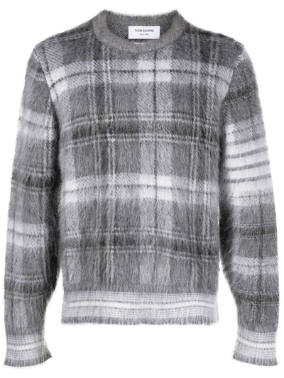 Thom Browne Wool Check Pattern Pullover In Grey