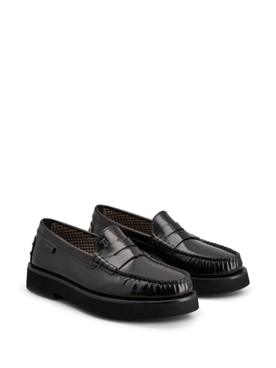Tod's Block Heel Loafers Penny Strap In Black