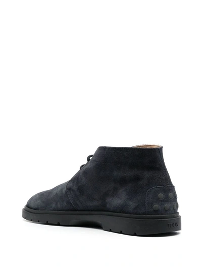 Shop Tod's Suede Desert Boots Shoes In Blue