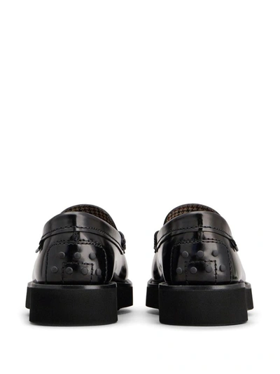 Tod's Block Heel Loafers Penny Strap In Black