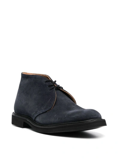 Tricker's Lace-up Suede Round Toe Ankle Boots In Black