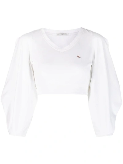 Shop Veronique Leroy Véronique Leroy Cotton Jersey Triangle-sleeve Crop T-shirt Clothing In White