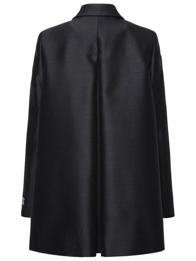 Shop Versace Black Wool And Silk Coat