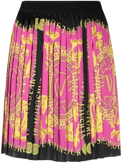 Shop Versace Jeans Couture Pleaced Skirt Clothing In Pink & Purple