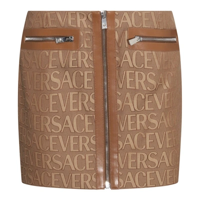 Shop Versace Skirts In Brown Beige