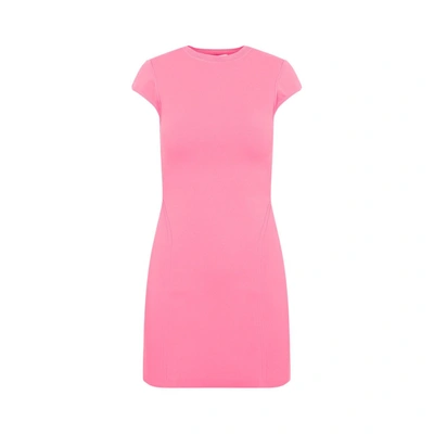 Shop Victoria Beckham Cap Sleeve Fitted Mini Dress In Pink & Purple