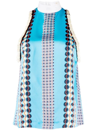 Wales Bonner Chari Printed Top In Blue