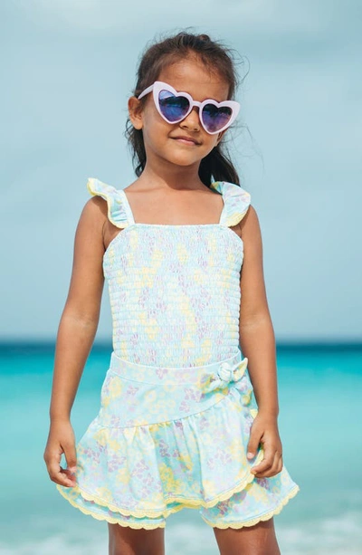 Shade Critters Kids' Watercolor Floral Cover-up Skirt In Multi