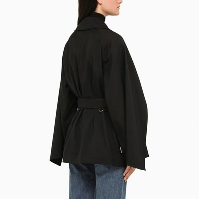 Shop Burberry Double-breasted Jacket/sleeve In Black