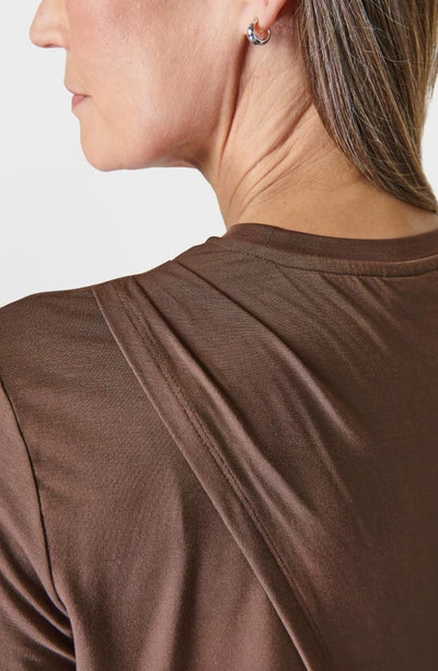 Shop Sweaty Betty Drape Back Long Sleeve Top In Walnut Brown