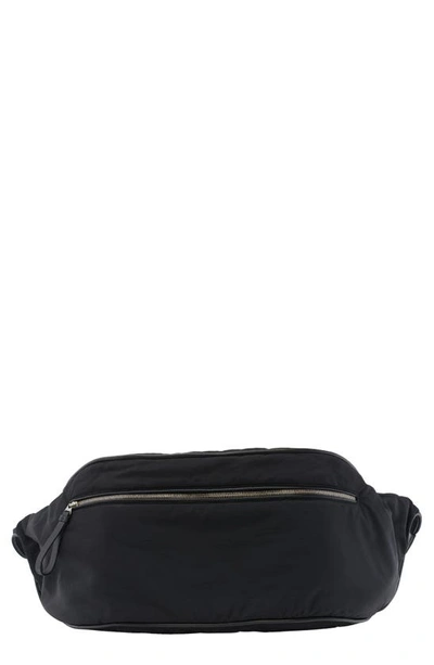 Bottega Veneta Large Nylon Belt Bag In 8803 Black/ Silver