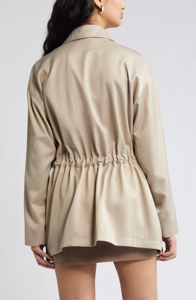 Open Edit Satin Utility Jacket In Tan Oxford