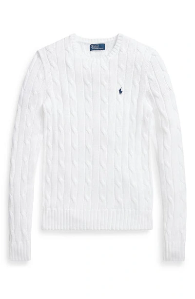 Shop Ralph Lauren Julianna Cable Stitch Pima Cotton Sweater In White