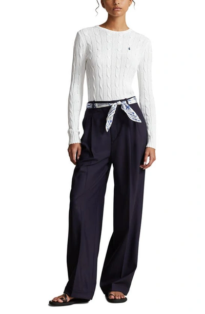 Shop Ralph Lauren Julianna Cable Stitch Pima Cotton Sweater In White