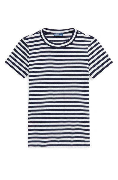 Shop Ralph Lauren Stripe T-shirt In Cruise Navy/ White