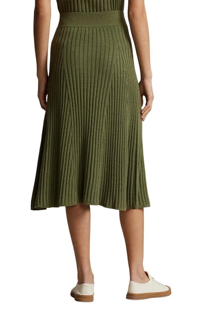 Shop Ralph Lauren Rib Wool Skirt In Sage Melange