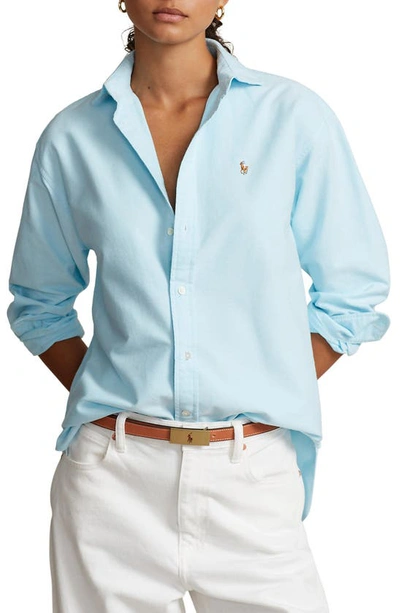 Shop Ralph Lauren Cotton Oxford Button-up Shirt In Acadia Blue