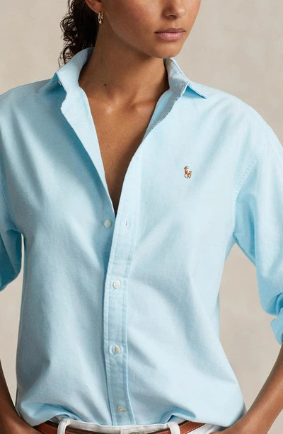 Shop Ralph Lauren Cotton Oxford Button-up Shirt In Acadia Blue