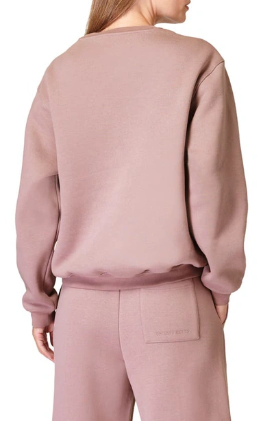 Shop Sweaty Betty The Elevated Cotton Blend Crewneck Sweatshirt In Dusk Pink