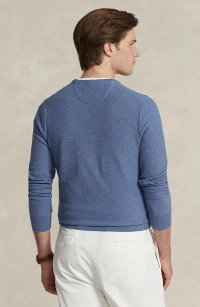 Shop Polo Ralph Lauren Piqué Crewneck Sweater In Blue Stone Heather