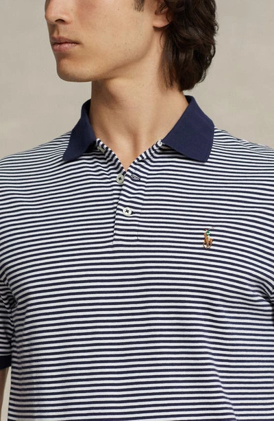 Shop Polo Ralph Lauren Stripe Polo In Refined Navy/ White