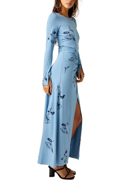Shop Free People Love & Be Loved Floral Long Sleeve Maxi Dress In Blue Navy Combo