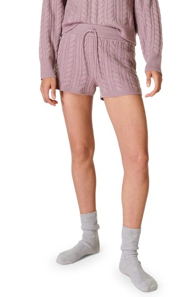 Shop Sweaty Betty Cable Recycled Cashmere Blend Shorts In Dusk Pink