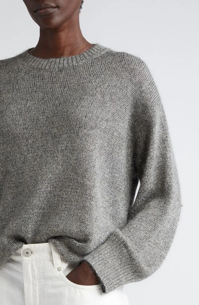 Shop Brunello Cucinelli Metallic Crewneck Sweater In Grey/ Dark Grey