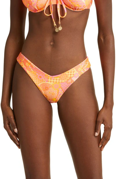 Shop Kulani Kinis V-cut Bikini Bottoms In Citrus Sunrise