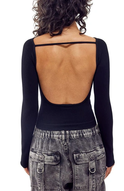 Shop Bdg Urban Outfitters Alicia Open Back Rib Top In Black