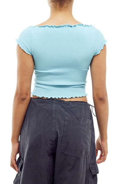 Shop Bdg Urban Outfitters Elsie Cap Sleeve Rib Crop Top In Light Blue