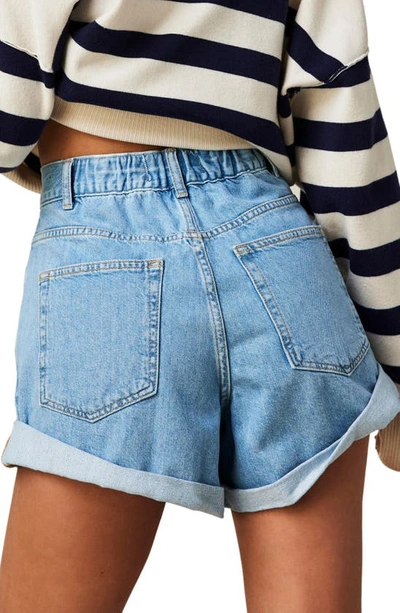 Free People Danni Roll Cuff Denim Shorts In Open Sky