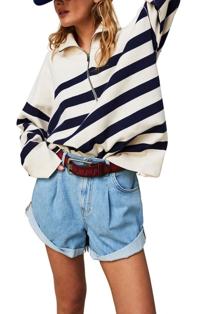 Free People Danni Roll Cuff Denim Shorts In Open Sky