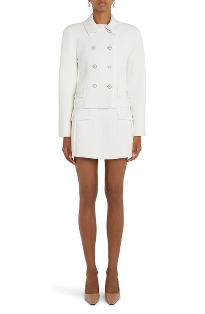 Versace Crepe Mini Dress With Patch Pockets In White