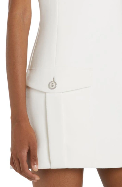 Shop Versace Pocket Detail Sleeveless Minidress In Optical White