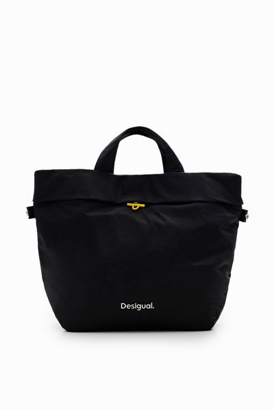 Desigual L Reversible Nylon Tote Bag In Black