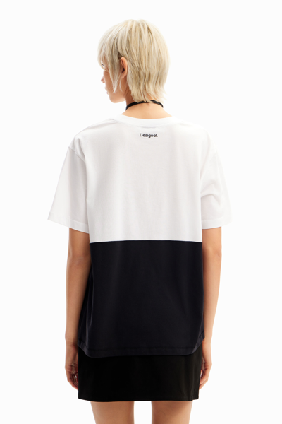 Shop Desigual Retro Patchwork T-shirt In White